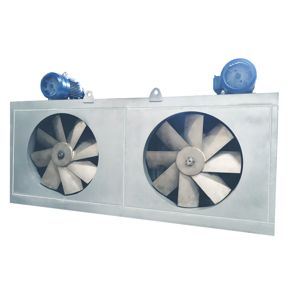 Forward and reverse double blade axial flow fan